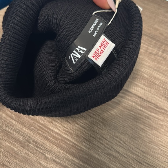 ZARA - (NWT) TODDLER BLACK RIBBED COTTON HAT - SIZE 1-3 - Picture 7 of 7